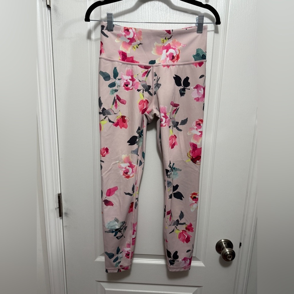 Athleta‎ Elation 7/8 Tight Painted Flower Orchid Pink Athletic Yoga Workout Sz S